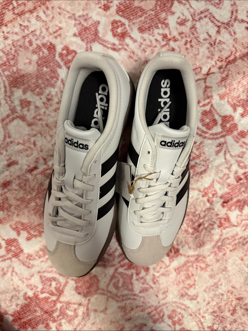 adidas White Sneakers with Black Stripes and Brown Platform - Picture 9 of 9